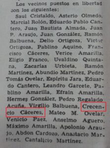 CÁCERES, Crescencio 2