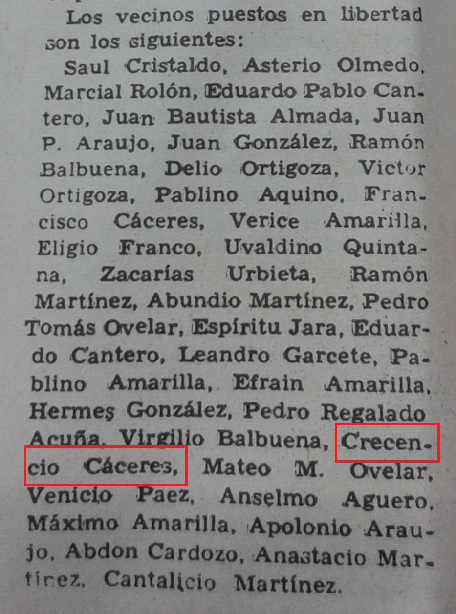 CÁCERES, Crescencio 2